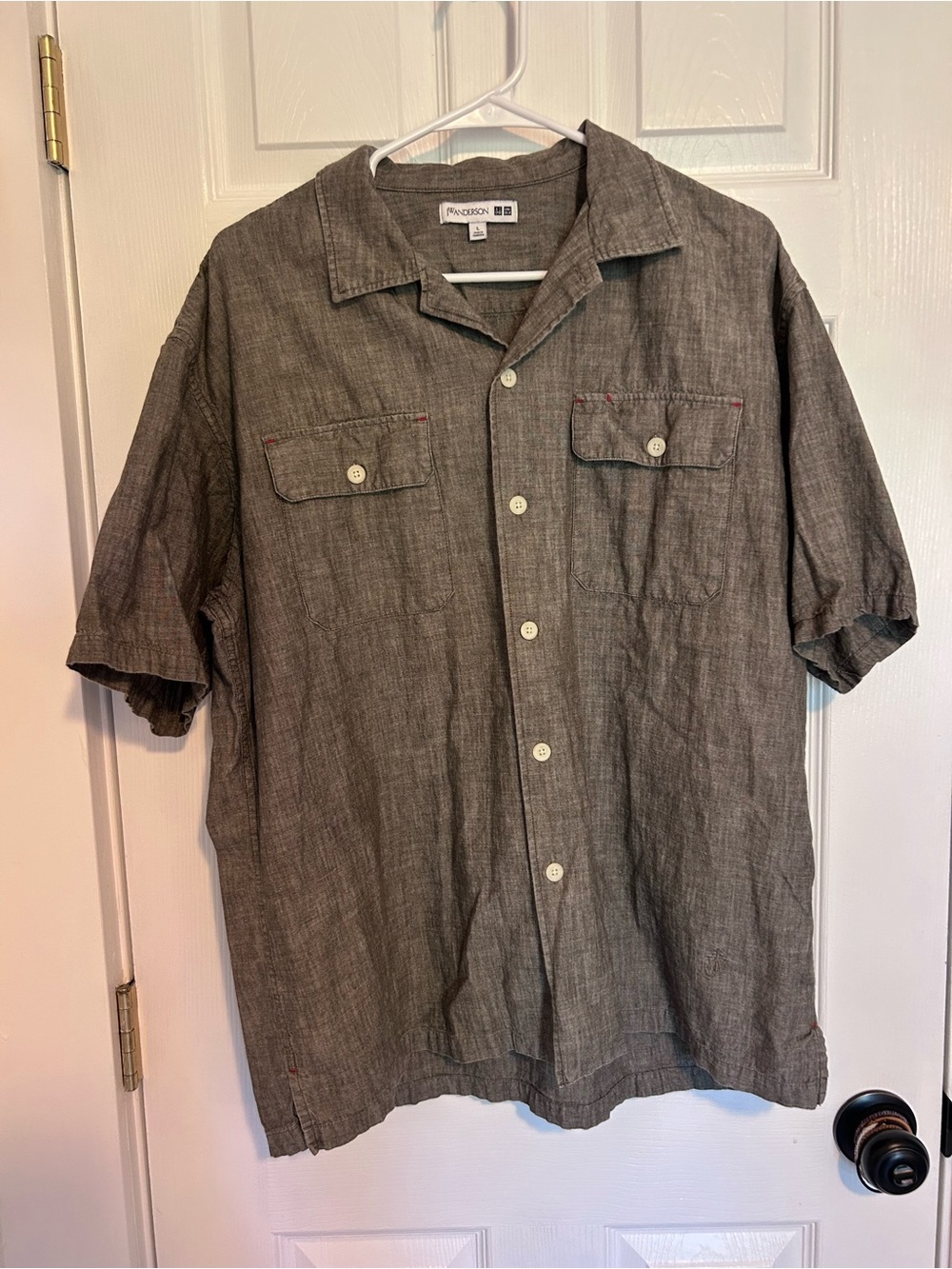 JW ANDERSON Gray Short-Sleeve Button-Down Camp Shirt